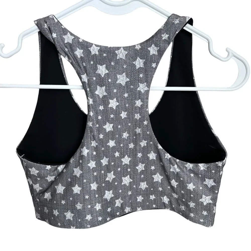 TEREZ Star Print Sports Bra Womens Medium Racerback Athletic Athleisure